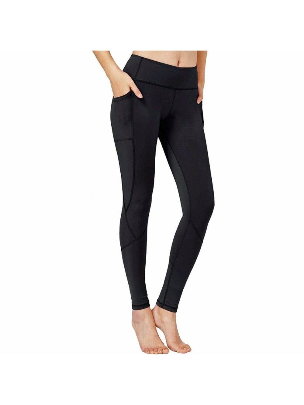 High Waisted Yoga Pants Women Pockets Leggings Yoga Pants 4 Way Stretch Black XL
